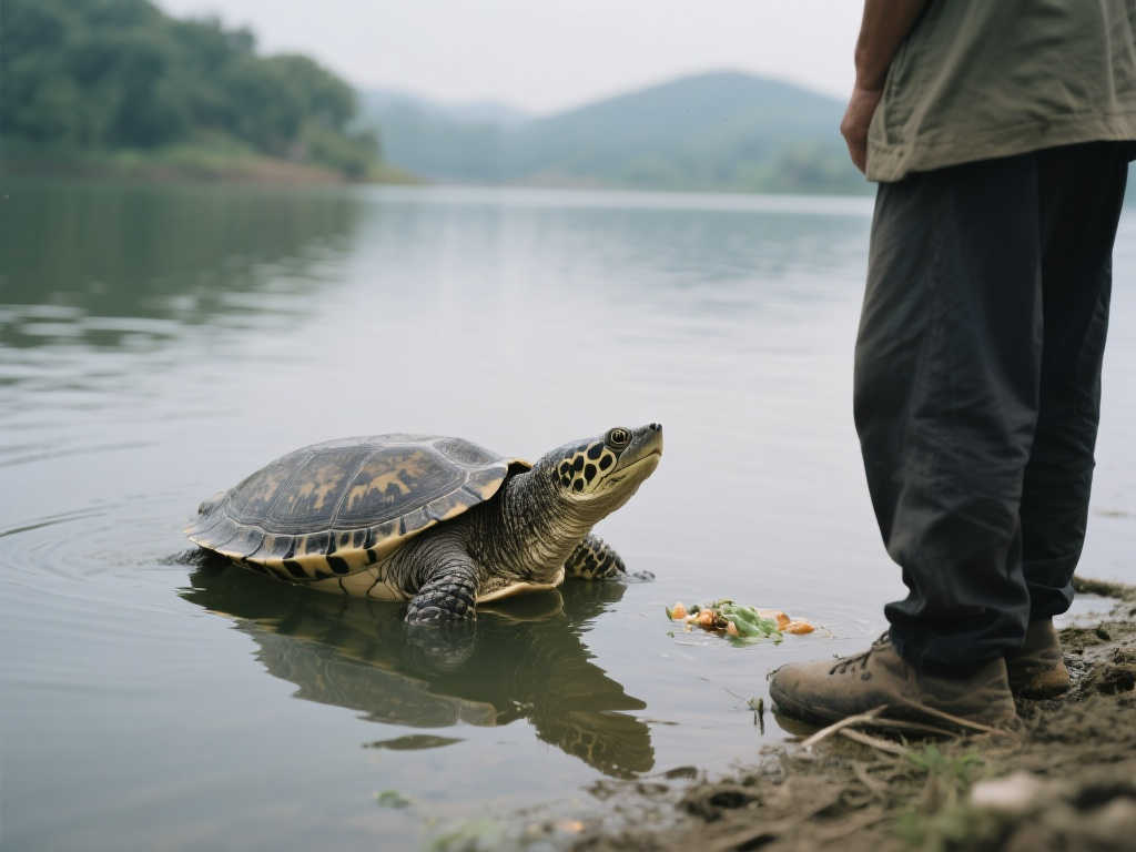 亲历体验:喂养中国最后一只斑鳖的珍贵时刻 亲历体验:喂养中国最后一只斑鳖的珍贵时刻